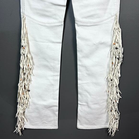Ralph Lauren jeans size 26 flare fringe beaded western coastal cowboy white - Picture 1 of 10